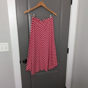 American Living Red and White Asymmetrical Skirt